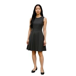J.Crew Sleeveless Pleated A-Line Dress – Black – Size 10P – Wool